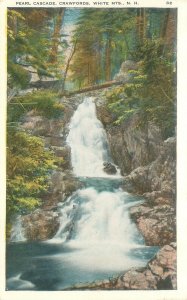 Pearl Cascade, Crawfords, White Mts New Hampshire White Border Postcard Unused