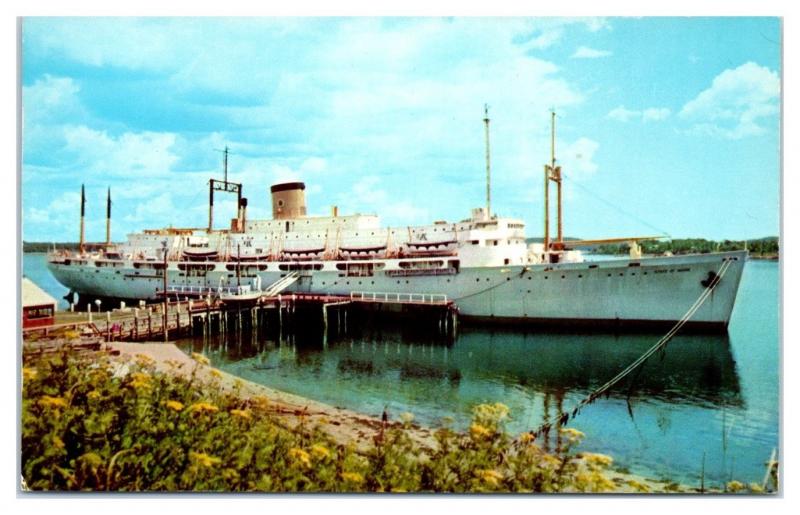 1950s/60s Maine Maritime Academy Training Ship at Castine, Maine Postcard