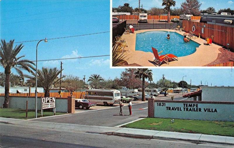 tempe travel trailer villa tempe arizona L4475 vintage postcard