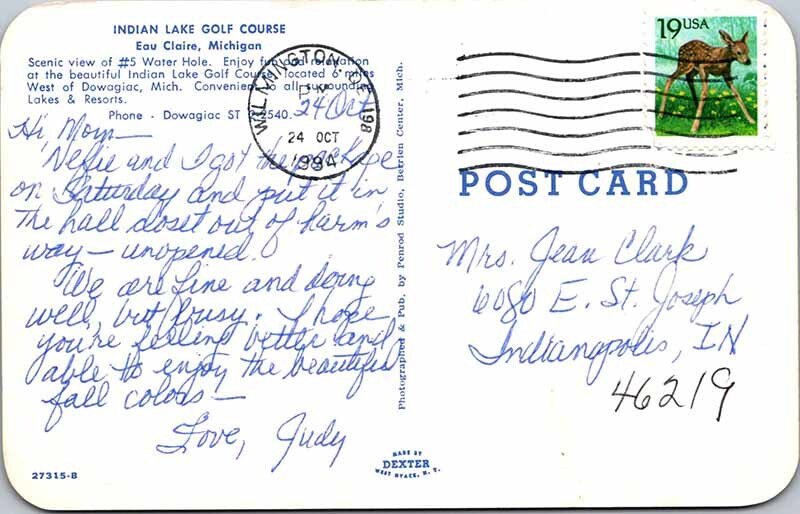 Postcard GOLF COURSE SCENE Eau Claire Michigan MI AM0129