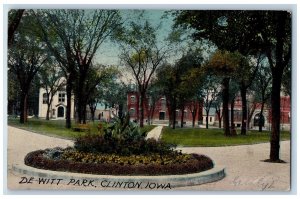 Clinton Iowa IA Postcard De Witt Park Path Walk  Trees Scenic View 1911 Antique