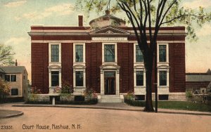 Vintage Postcard 1910's Court House Building Nashua New Hampshire NH Structure