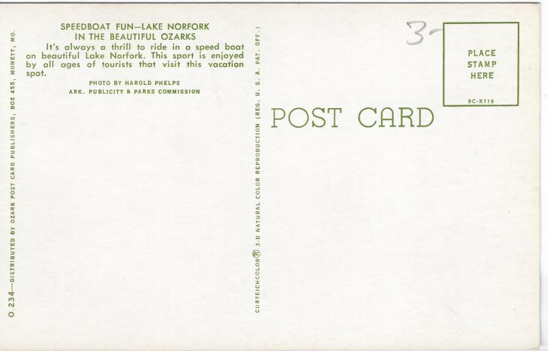 US    PC1217 SPEEDBOAT FUN-LAKE NORFOLK, OZARKS