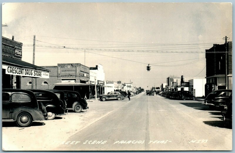 PALACIOS TX STREET SCENE VINTAGE REAL PHOTO POSTCARD RPPC