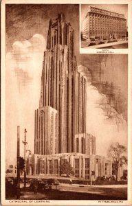 Two Vintage Pittsburgh PA postcards Hotel webster hall Cathedral of learning