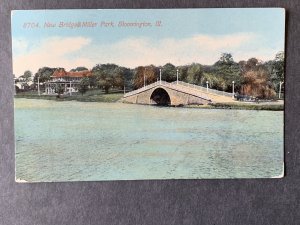 New Bridge Miller Park Bloomington IL Litho Postcard H1309083252