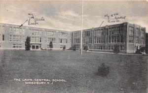 WOODBURY NEW JERSEY NJ THE LAWN AT CENTRAL SCHOOL COLLOTYPE POSTCARD