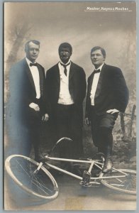 BICYCLE CIRCUS MOSHER HAYES AND MOSHER ANTIQUE REAL PHOTO POSTCARD RPPC