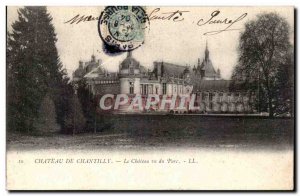 Old Postcard Chateau de Chantilly castle seen from the park