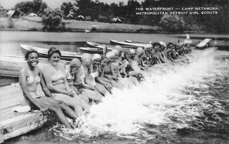 Detroit Girl Scouts CAMP METAMORA Swimming c1940s Vintage Postcard