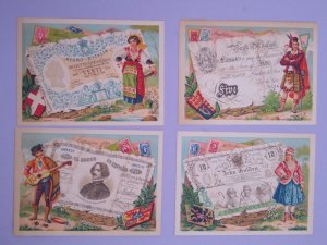 Lot of 4 1800s World Bank Italy France Spain Trade Cards