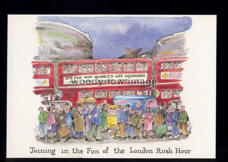 BES182 - Joining in the fun of London Rush Hour - Besley large comic postcard