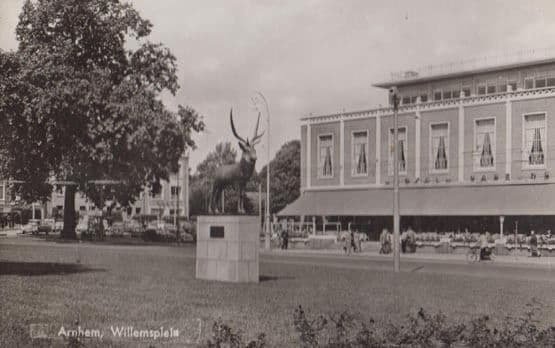 Arnhem Willemsplein Bull Stag Monument Dutch Real Photo Postcard