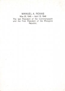 Manuel A Roxas Last President of Commonwealth Non Postcard Backing 