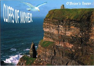Cliffs of Moher Ireland O'Brien's Tower 1960s Scenic View Postcard