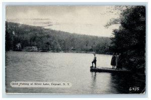 1942 Good Fishing At Silver Lake Deposit New York NY Posted Vintage Postcard