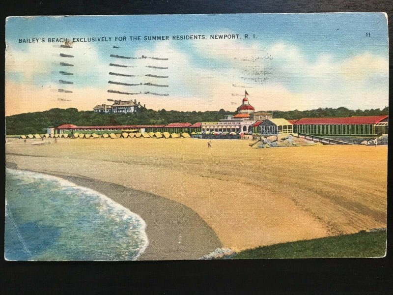 Vintage Postcard 1938 Bailey's Beach, Summer Residents, Newport, Rhode Island RI