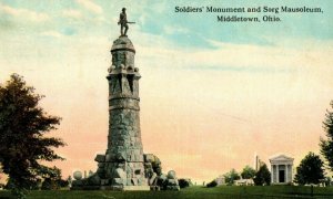Circa 1905-10 Soldiers Monument & Sorg Mausoleum Middletown, Ohio Postcard P6
