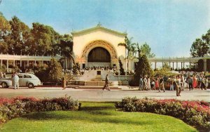 SAN DIEGO, CA California  PIPE ORGAN~40's Car~Crowd~BALBOA PARK  Chrome Postcard