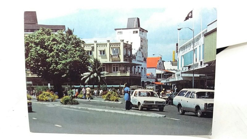 Busy Street Scene Suva Fiji 1970s Vintage Postcard