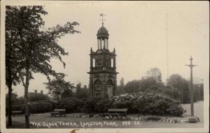 LONGTON PARK STAFFORDSHIRE Clock Tower Antique RPPC Real Photo Postcard
