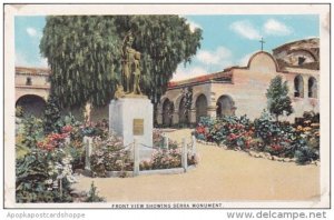 California San Juan Capistrano Mission Front View Showing Serra Monument Foun...