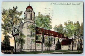 Omaha Nebraska NE Postcard St. Philomena Catholic Church Exterior Building c1911