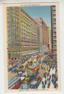 P2646 old postcard state & madison streets busiest corner in world chicago ill