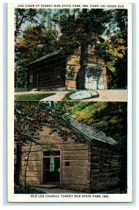 1930 Old Log Church, Turkey Run State Park, Marshall Indiana IN Postcard