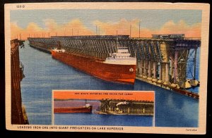Vintage Postcard 1935 Iron Ore Docks, Lake Superior, Marquette, Minnesota (MN)