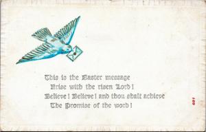 Easter Message Arise with the Risen Lord - Dove carrying card © 1908 F. A. Owen