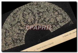 Old Postcard Folklore Lace Dentelliere fan is none the & # 39aiguille