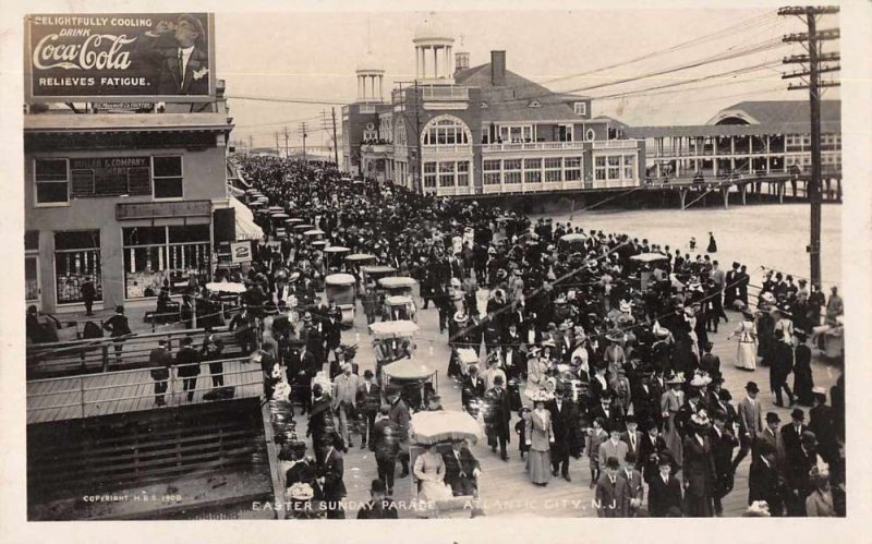 Atlantic City New Jersey Easter Sunday Parade Coke Sign Real Photo PC AA4940