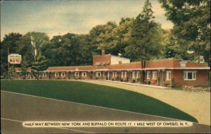 Owega New York NY Deep Well Motel c1940s-50s Linen Postcard