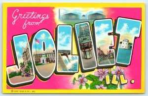 JOLIET, IL Illinois ~ LARGE LETTER CHROME c1950s Will County Postcard