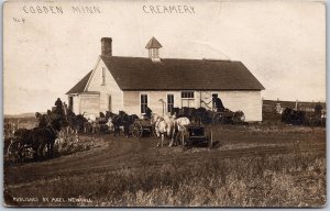 RPPC 1908 Cobden Minnesota Creamery Horse Carriages by Alex Newdall RARE