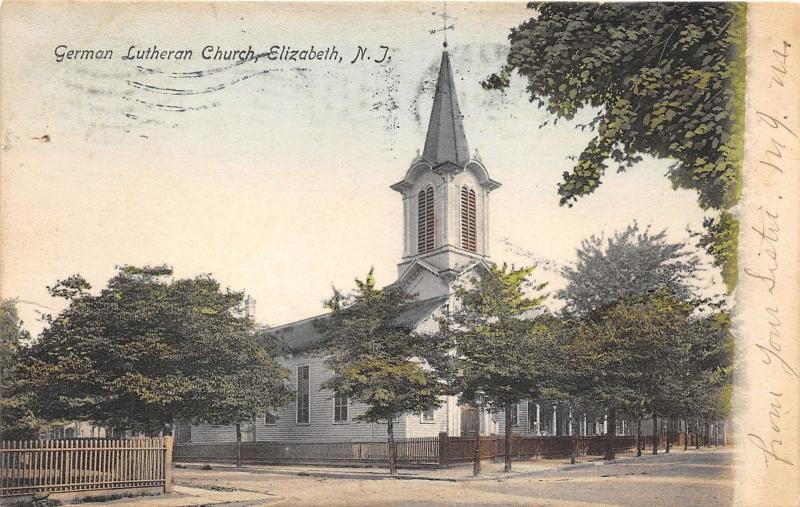 Elizabeth New Jersey~German Lutheran Church~Wooden Fence Around Grounds~1908 Pc