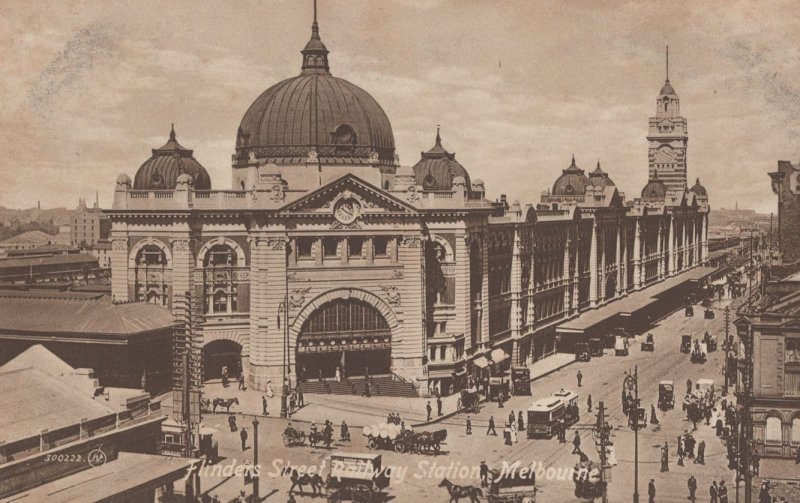 Flinders Street Railway Station Melbourne Australia Old Postcard