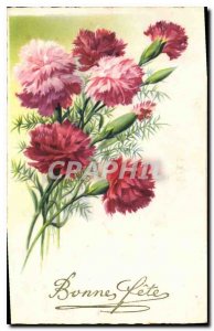 Postcard Old Bonne fete Flowers