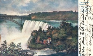 Vintage Postcard The American Falls and Suspension Bridge Niagara New York N.Y.