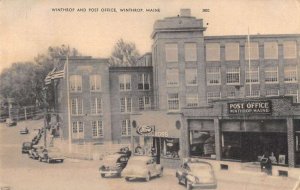 Winthrop Maine Post Office Ford Sign Real Photo Postcard AA51455