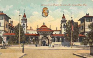 Ponce de Leon Hotel Entrance St Augustine Florida 1910c postcard