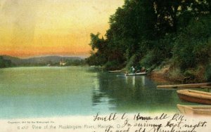 c. 1910 Boats On Muskingum River Marietta, OH Postcard P15 