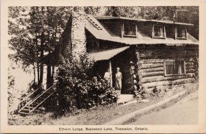 Ethwin Lodge Basswood Lake Thessalon Ontario ON Unused JE Evans Postcard H57
