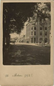 PC 1921 MEDAN Street and Hotel real photo postcard INDONESIA (a18257)