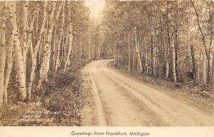 Frankfort Michigan~Birch Road in Northwoods~1950 RPPC Real Photo Postcard