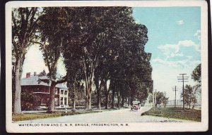 P1546 old unused postcard waterloo row & c.n.r. bridge fredericton n.b canada