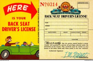 Humour Back Seat Driver's License No 0314