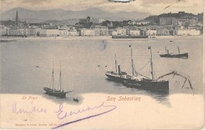 Lot 53 la playa san sebastian spain litho ship