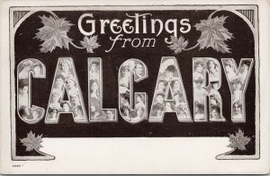 Greetings from Calgary Alberta AB Large Letter Warwick Bros Postcard E95